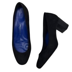 Antonia Saint NY All Day Night Block Heel Pumps Black Suede Shoes S-331 Sz 9